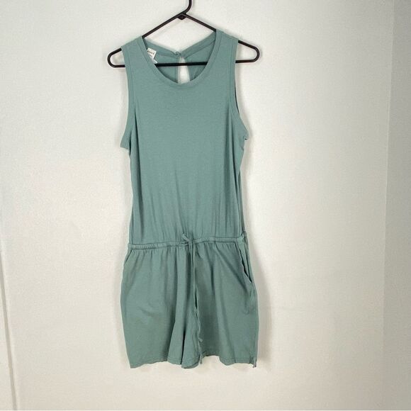 Pact Womens Large Romper Shorts Organic Cotton Hemp Green Summer